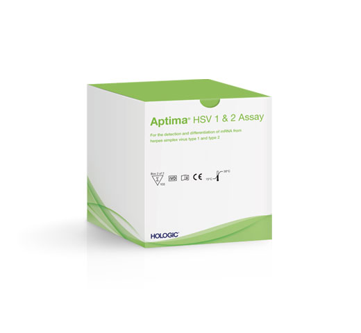 Test Aptima® Herpes Simplex Viruses 1 &amp; 2 d’Hologic sur fond blanc
