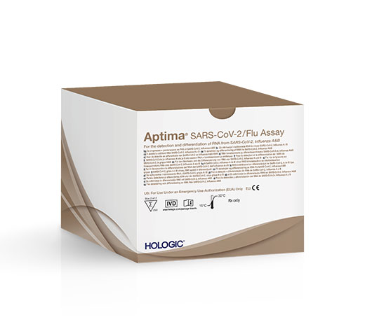 Test Aptima® SARS-CoV-2/Flu d’Hologic sur fond blanc