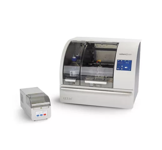 Système Cellient® Automated Cell Block sur fond blanc